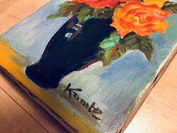 Amazon.co.jp: 真作保証日展特選洋画家神戸文子薔薇油彩画SM豪華